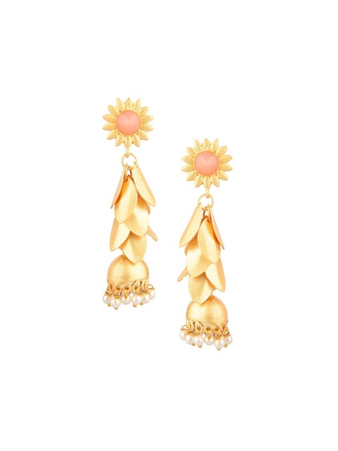 

Efulgenz Peach-Coloured Floral Jhumkas Earrings