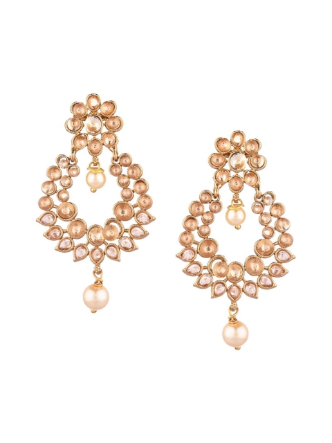 

Efulgenz Brown & Gold Plated Floral Chandbalis Earrings
