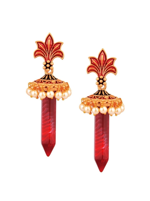 

Efulgenz Maroon & Gold Plated Classic Jhumkas Earrings