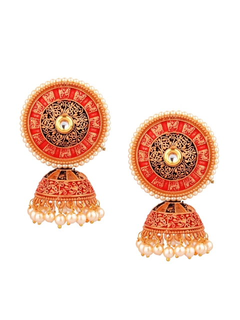 

Efulgenz Women Red Circular Jhumkas Earrings