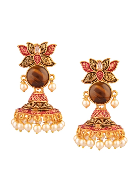 

Efulgenz Antique designer Red Floral Jhumkas Earrings