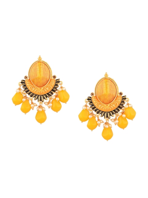 

Efulgenz Yellow Circular Studs Earrings