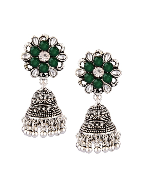 

Efulgenz Women oxidized silver, Green Classic Jhumkas Earrings
