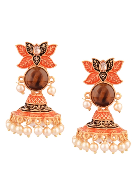 

Efulgenz Orange Floral Jhumkas Earrings