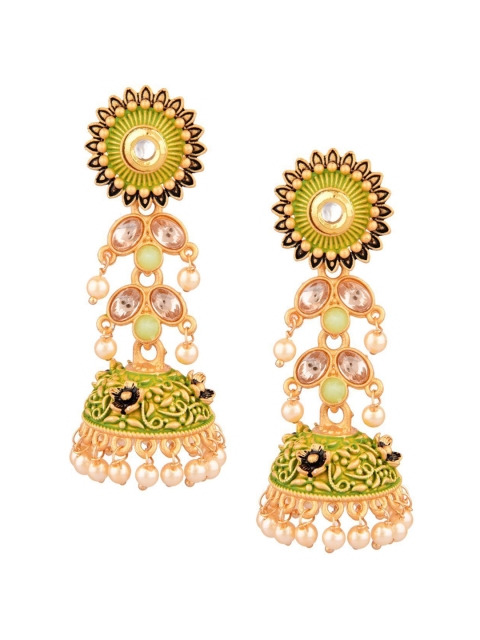 

Efulgenz Green Floral Jhumkas Earrings