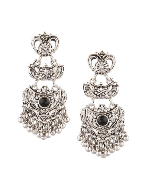 

Efulgenz Silver-Toned Floral Studs Earrings