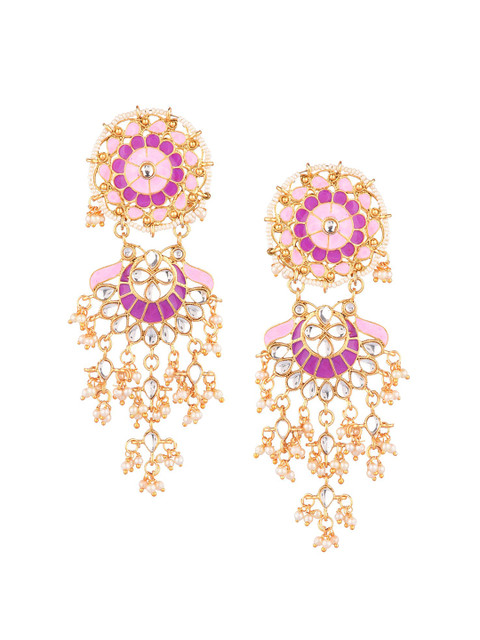 

Efulgenz Gold-Toned Floral Chandbalis Earrings