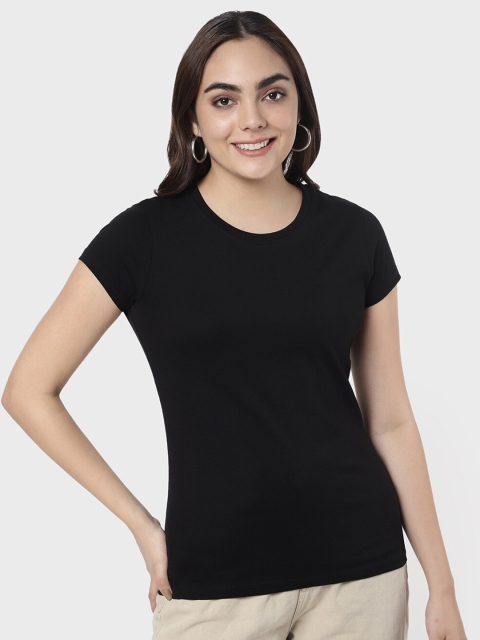 

R&B Women Black Raw Edge T-shirt