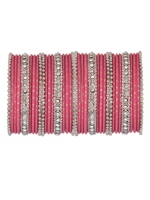 

Efulgenz 36 Pieces Pink & Gold-Toned Crystal Bangle Set