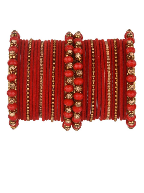 

Efulgenz 34 Pcs Red Metal Bangle Set