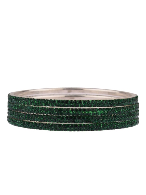 

Efulgenz Set of 4 Green Antique Crystal Studded Bangle