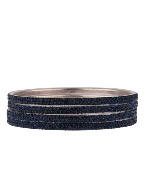 

Efulgenz Set Of 4 Navy Blue Antique Crystal Bangle Set