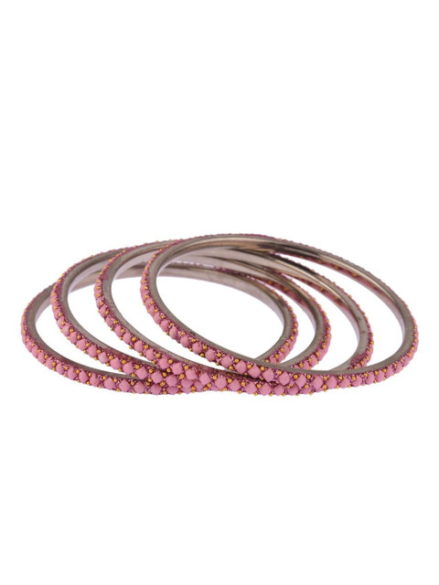 

Efulgenz Set Of 4 Pink Antique Crystal Bangle Set