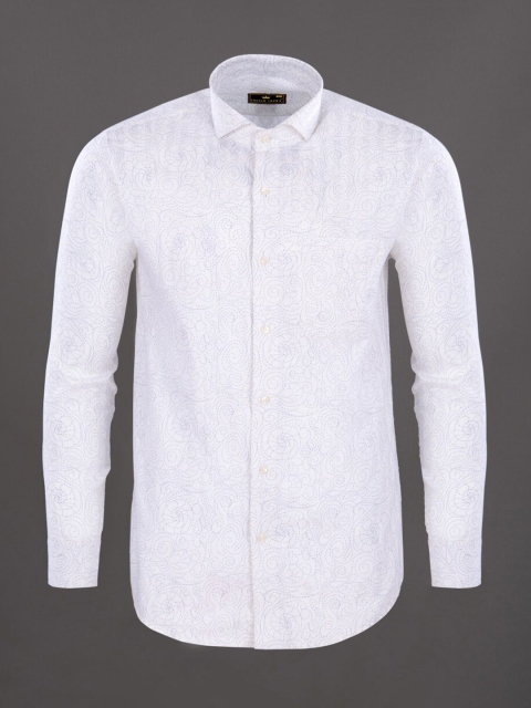 

FRENCH CROWN Men White Standard Printed Casual Shirt