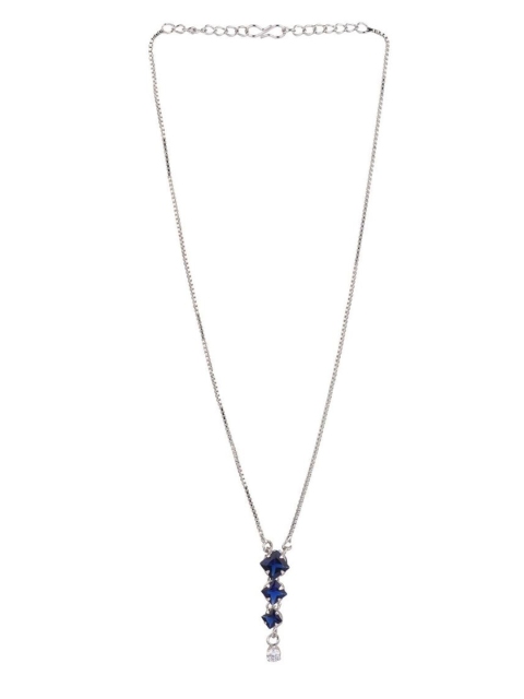 

Efulgenz Silver-Toned & Blue Rhodium-Plated Antique Chain