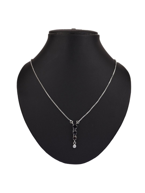 

Efulgenz Silver-Toned & Black Rhodium-Plated Antique Necklace