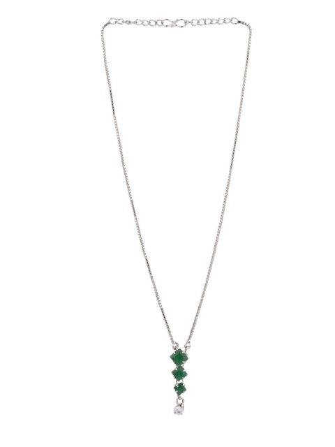 

Efulgenz White & Green Rhodium-Plated Antique Necklace