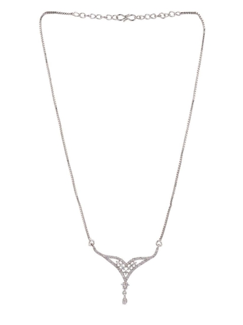 

Efulgenz White & Silver-Toned Rhodium-Plated Antique Necklace