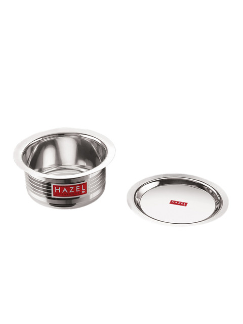 

HAZEL Silver-Toned Solid Stainless Steel Serving Tope With Lid