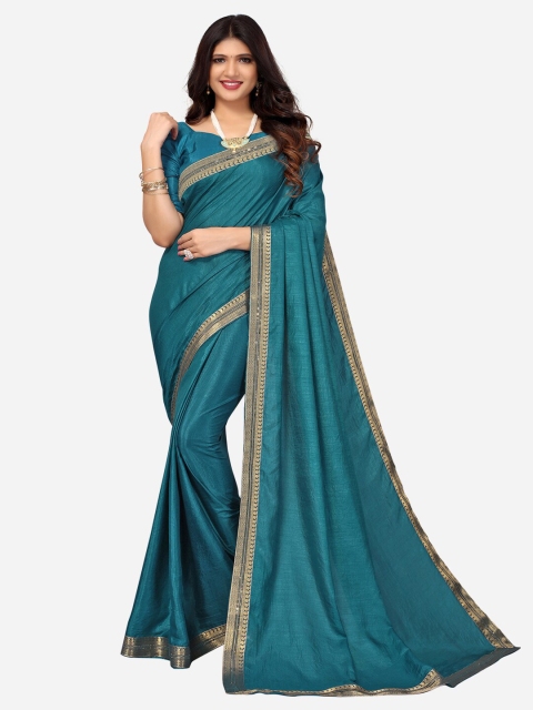 

KALINI Blue & Gold-Toned Zari Saree