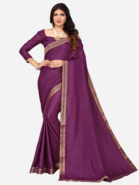 

KALINI Purple & Gold-Toned Zari Saree