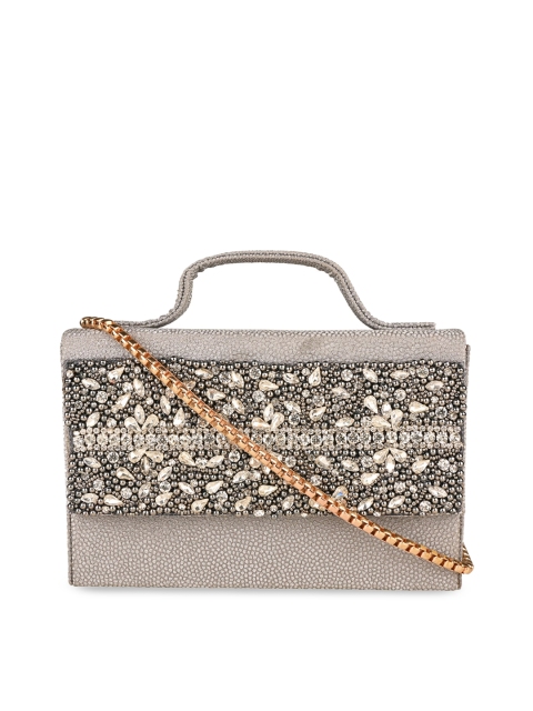 

Rocia Women's Embroidered Box Bag, Silver