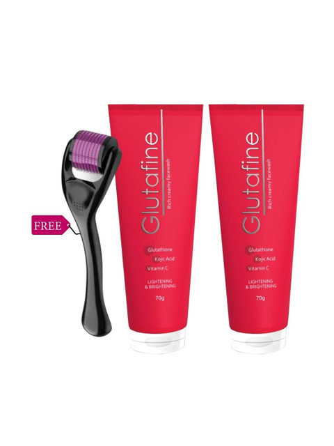 

Glutafine Pack Of 2 Rich Creamy Vitamin C Face Wash With Free Derma Roller, Pink