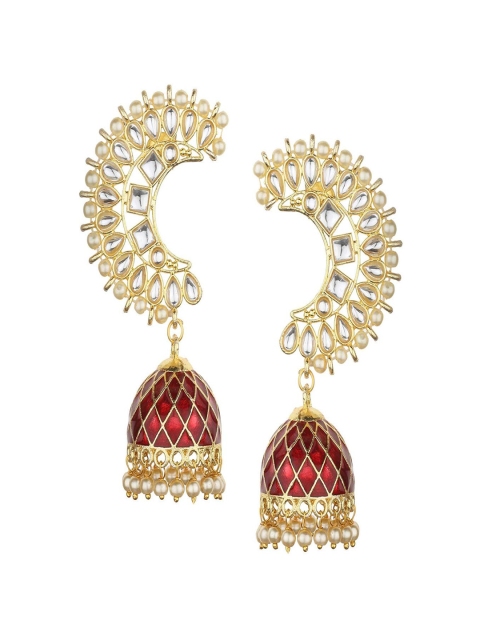 

Runjhun Maroon Contemporary Jhumkas Earrings