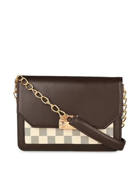 

Rocia Brown Checked PU Structured Sling Bag