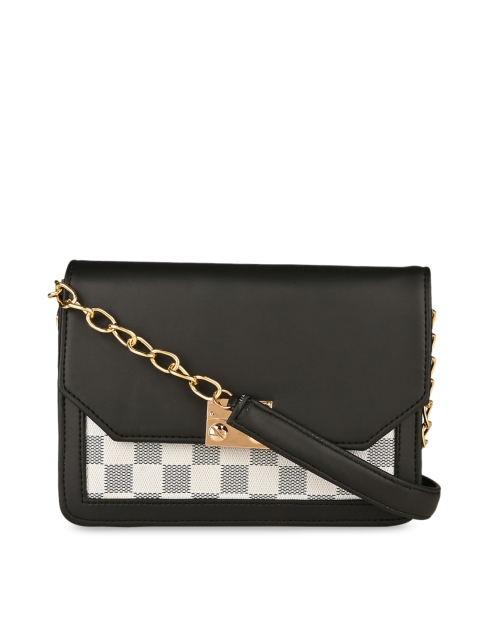 

Rocia Black Checked PU Structured Sling Bag