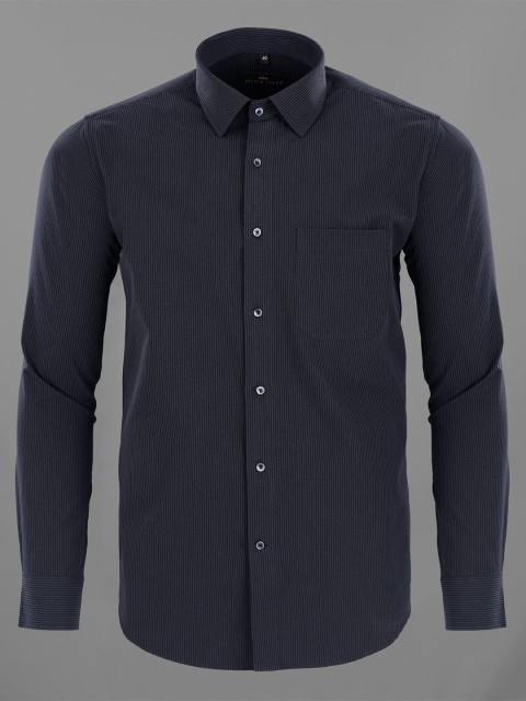 

FRENCH CROWN Men Blue Standard Horizontal Stripes Striped Formal Shirt