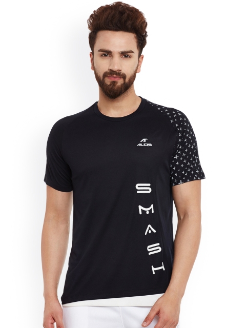 

Alcis Men Black Printed Round Neck Tennis Pro T-shirt
