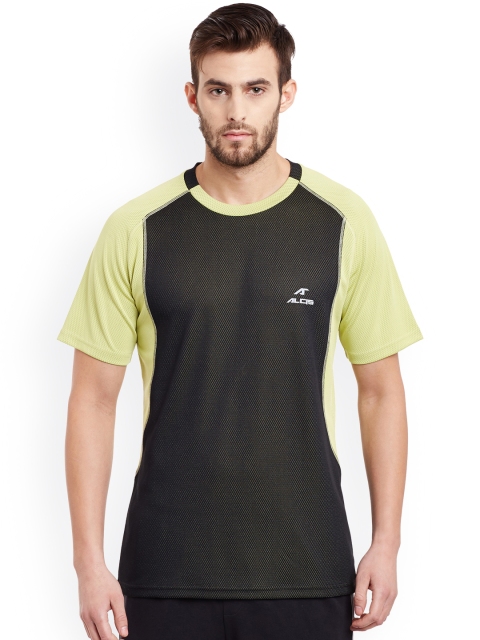 

Alcis Men Black Tennis Court Self-Design Round Neck T-shirt