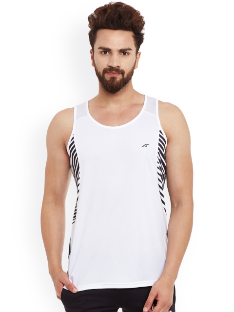 

Alcis Men White Workout Singlet Solid Round Neck Training T-shirt