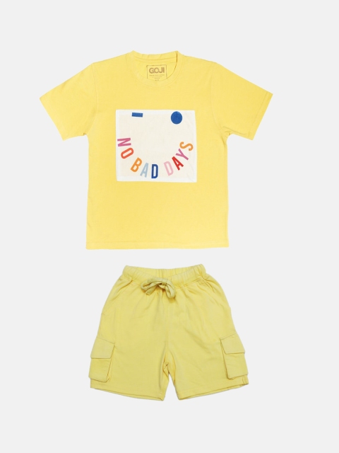 

GOJI Kids Yellow & White Printed Night suit