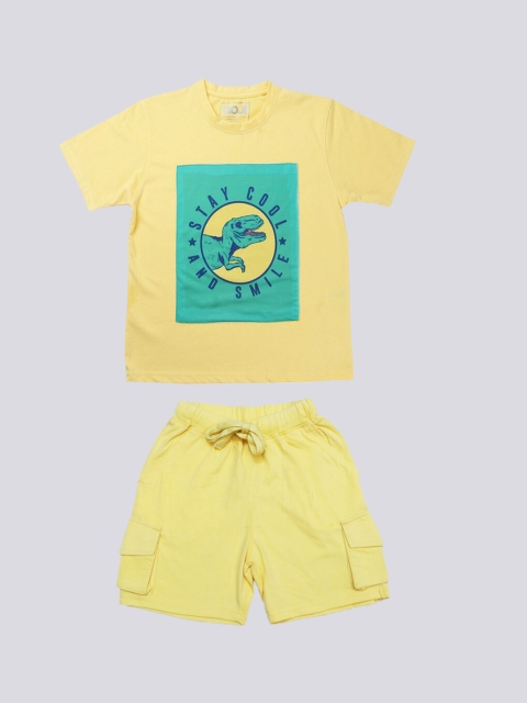 

GOJI Kids Yellow & Green Printed Night Suit