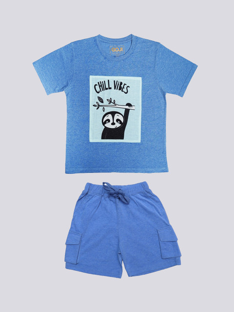 

GOJI Kids Blue & Black Printed Night suit