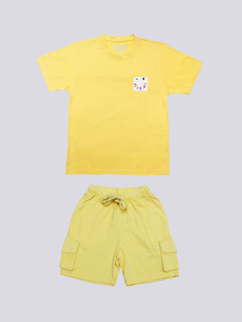 

GOJI Unisex Kids Yellow Printed Night suit GCR310-Yellow