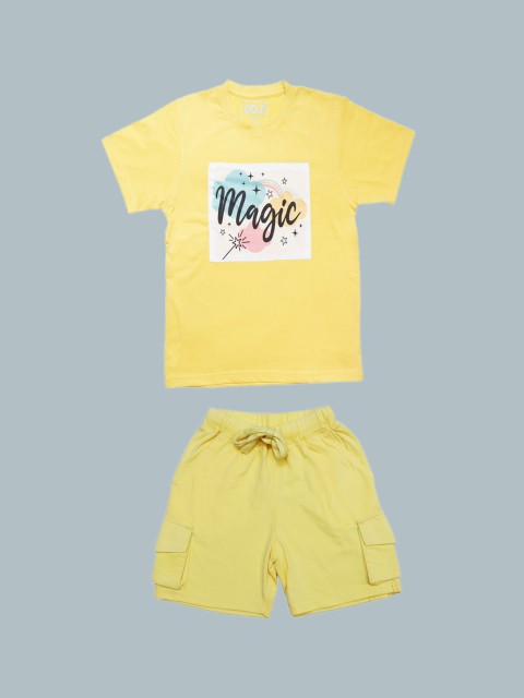

GOJI Unisex Kids Yellow Printed Night suit GCR314-Yellow