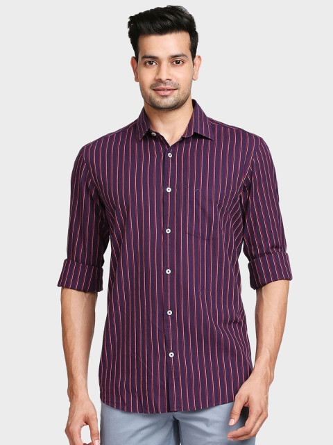 

ColorPlus Men Maroon Tailored Fit Striped Casual Shirt