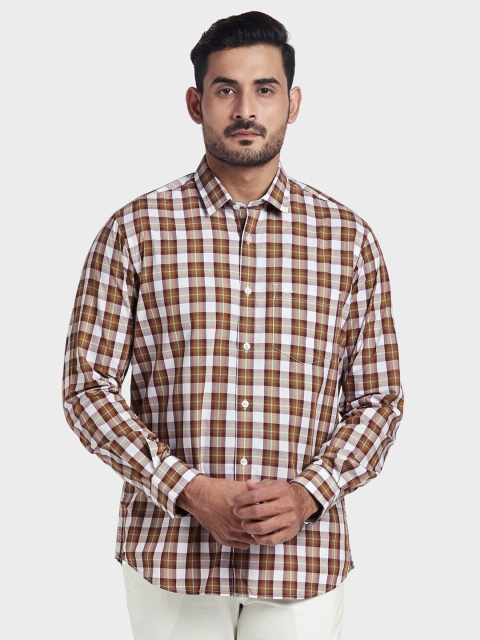 

ColorPlus Men Brown Tailored Fit Tartan Checks Checked Casual Shirt
