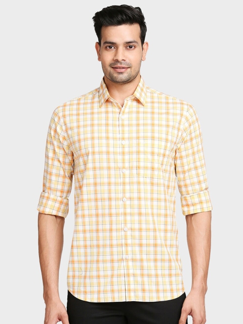 

ColorPlus Men Yellow Tailored Fit Checked Casual Shirt