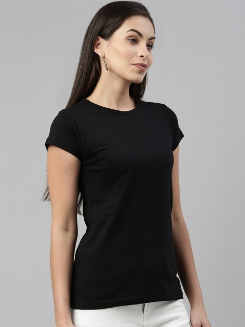 

macmerise Women Black Solid Bio Finish T-shirt