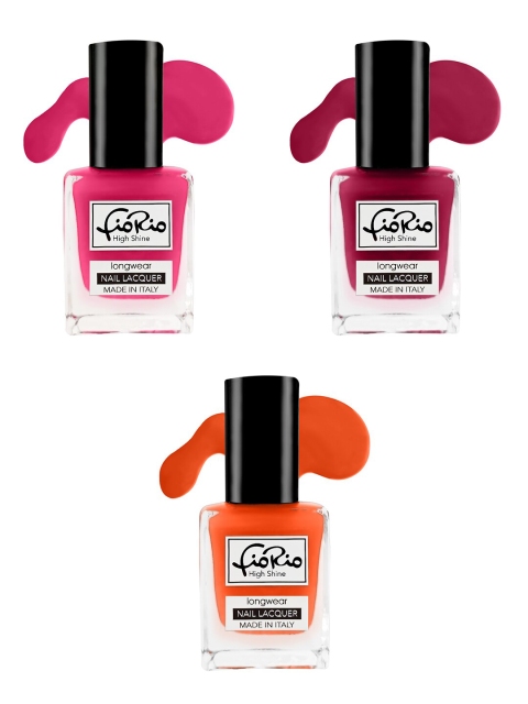 

Fiorio Women Pink Orange Set of 3 High Shine Long Lasting Nail Lacquer 11 ML