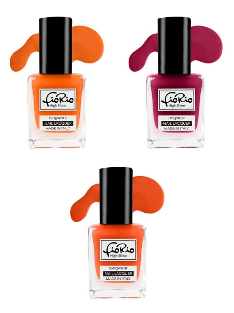 

Fiorio Women Orange Pink Set of 3 High Shine Long Lasting Nail Lacquer 11 ML