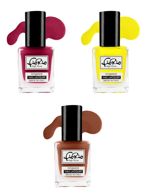 

Fiorio Women Purple Yellow Set of 3 High Shine Long Lasting Nail Lacquer 11 ML, Na