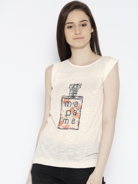 

Madame Women Off-White Printed Top