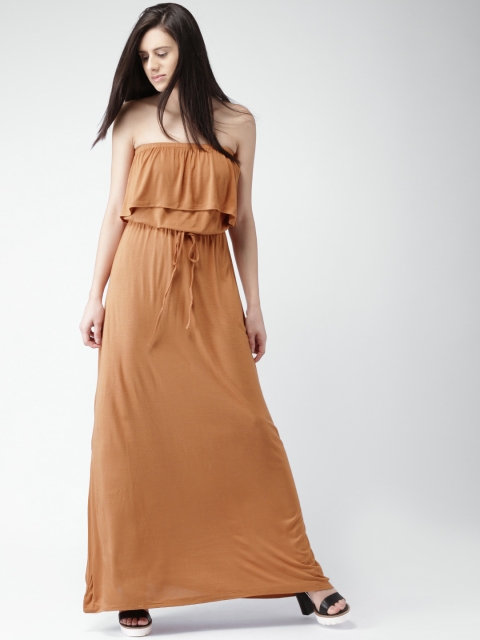 

FOREVER 21 Women Rust Solid Maxi Dress