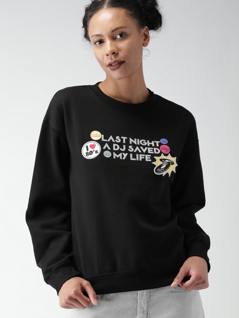 

FOREVER 21 Women Black Printed Sweatshirt