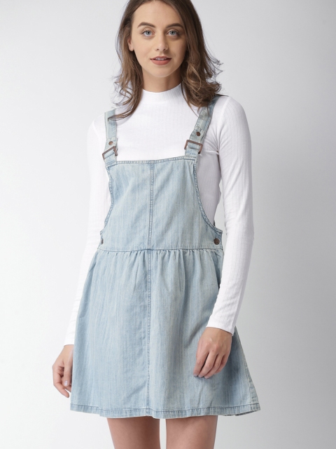 

FOREVER 21 Women Blue Solid A-Line Dress